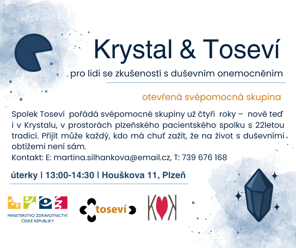 Spojení sdružení Krystal a spolku Toseví dalo vzniknout další svépomocce, na kterou můžete! Každé úterý od 13 hod v Houškově ul. 11